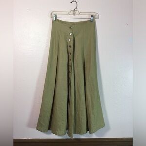 Vintage Karen Kane Linen Midi Circle Skirt